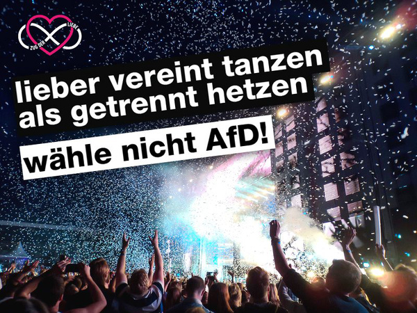 Plakataktion des Vereins "Zug der Liebe" - Vor der Wahl in Berlin: Berliner Clubs positionieren sich gegen die AfD 